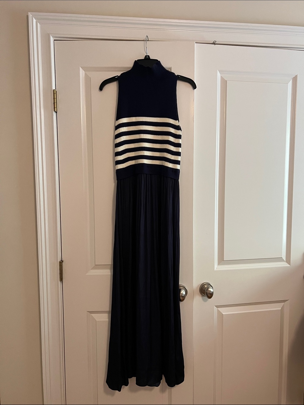 Anthropologie Navy and Cream Striped Maxi Dress - Picture 7 of 9
